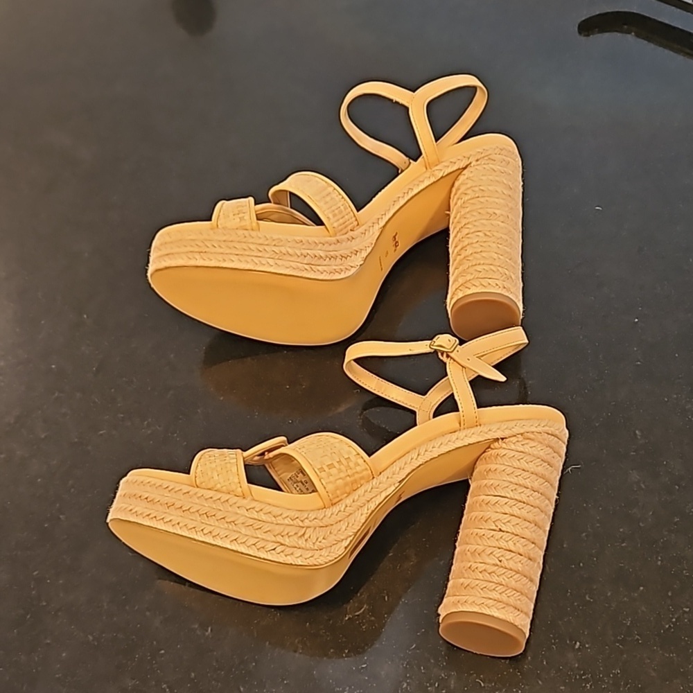 πCOACHπ Talina Platform Raffia Espadrille Sandal ~ Neutral 10 New without Box - Picture 12 of 16
